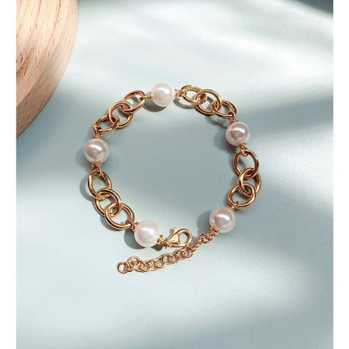 9-10mm Freshwater Pearl Chunky Silver Chain Bracelet - House Of Pearls